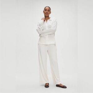 🆕 Frankie's Bikinis Rory Modal Rib Sleep Pants Seashell White size Small SO SOFT